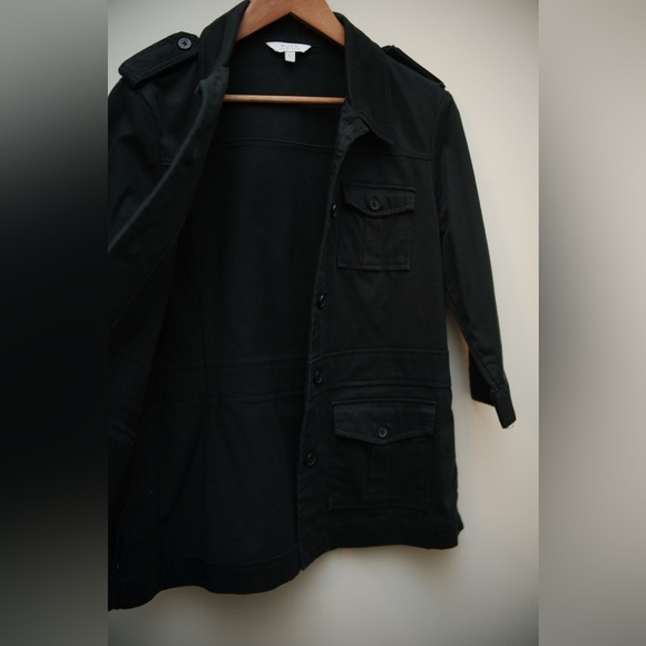 black chore coat / safari coat Alfred Sung army cargo jacket - Picture 9 of 10